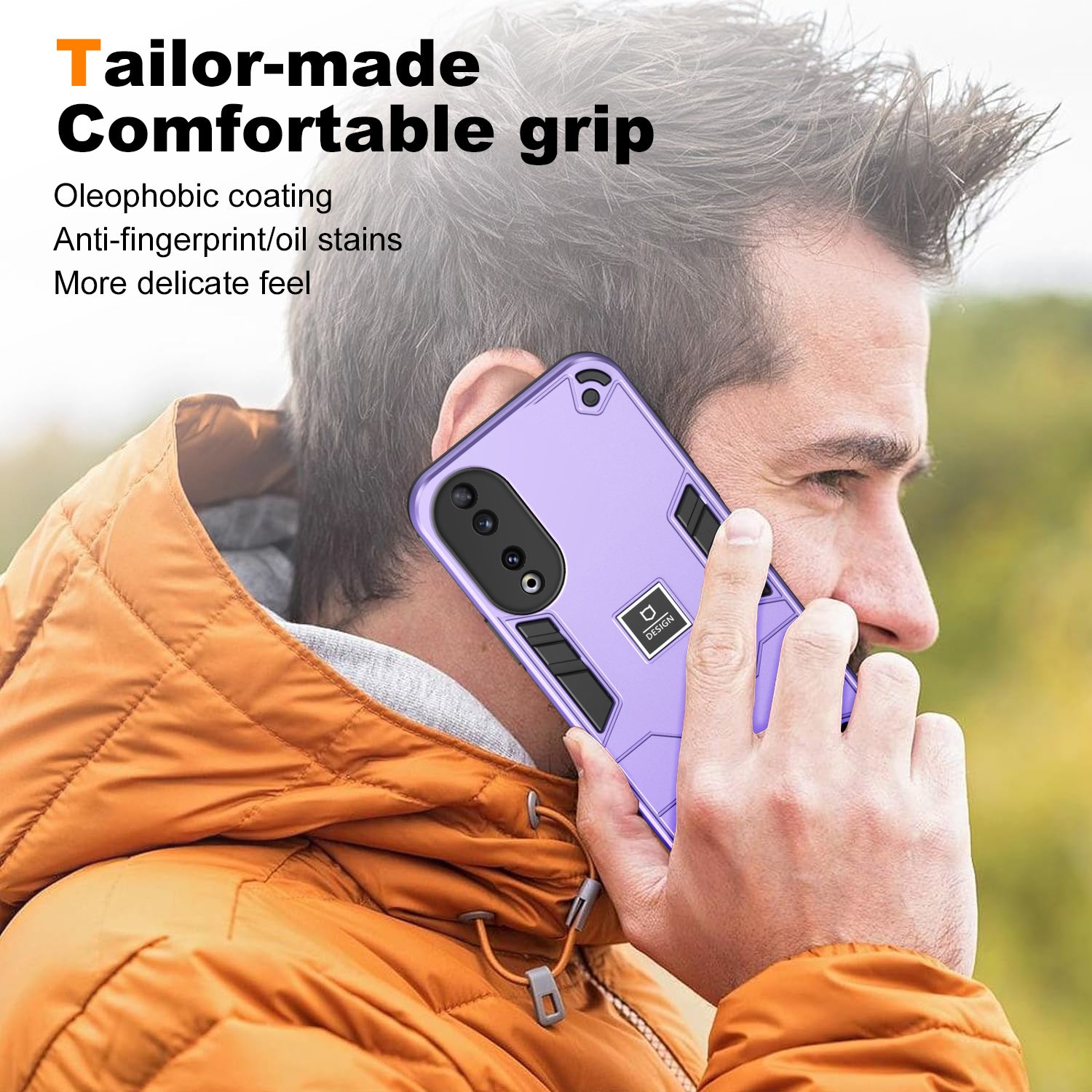 For Honor 90 Phone Case Drop Protection Anti-Fingerprint - Purple For Honor 90 Phone Case Drop Protection Anti-Fingerprint - Purple